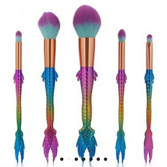 5 pc Unicorn Mermaid Makeup Brush Set - Picture 2 of 4